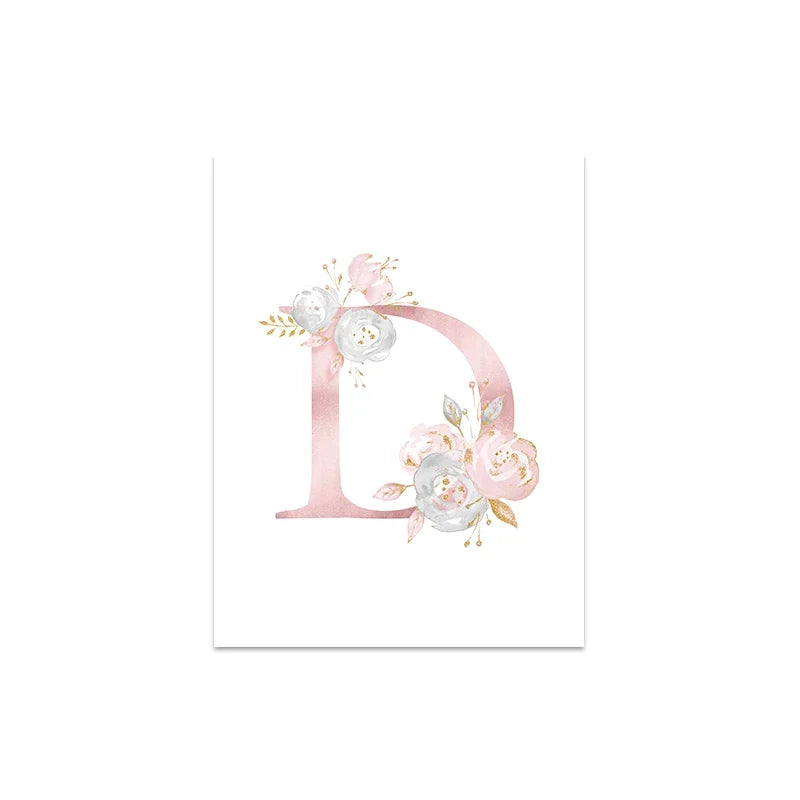 Baby Decoration Bedroom Child Posters Girl's Room Prints Nursery Pink Flower Wall Art Canvas Painting Pictures kids Room Decor
