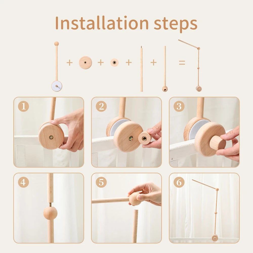Baby Rattle Toy 0-12 Months Toys Wooden Mobile Bed Bell Floor Stand Bracket Newborn Bed Bell Hanging Holder Bracket Infant Crib