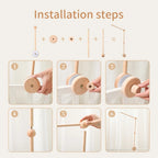 Baby Rattle Toy 0-12 Months Toys Wooden Mobile Bed Bell Floor Stand Bracket Newborn Bed Bell Hanging Holder Bracket Infant Crib
