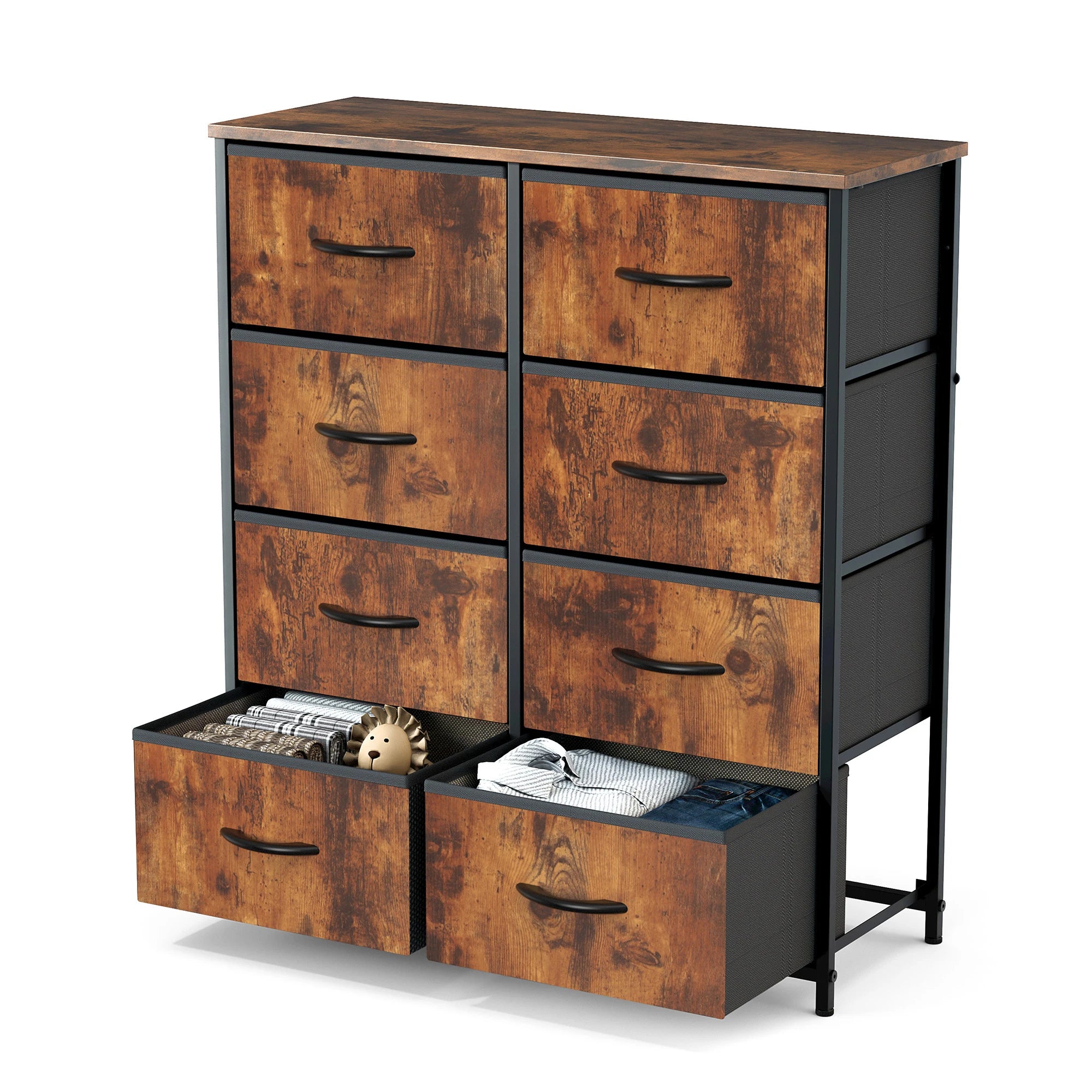 Children's Wardrobe For Bedroom With 8 Fabric Drawers