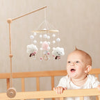 Wooden Baby Crib Mobile with Felt Animals