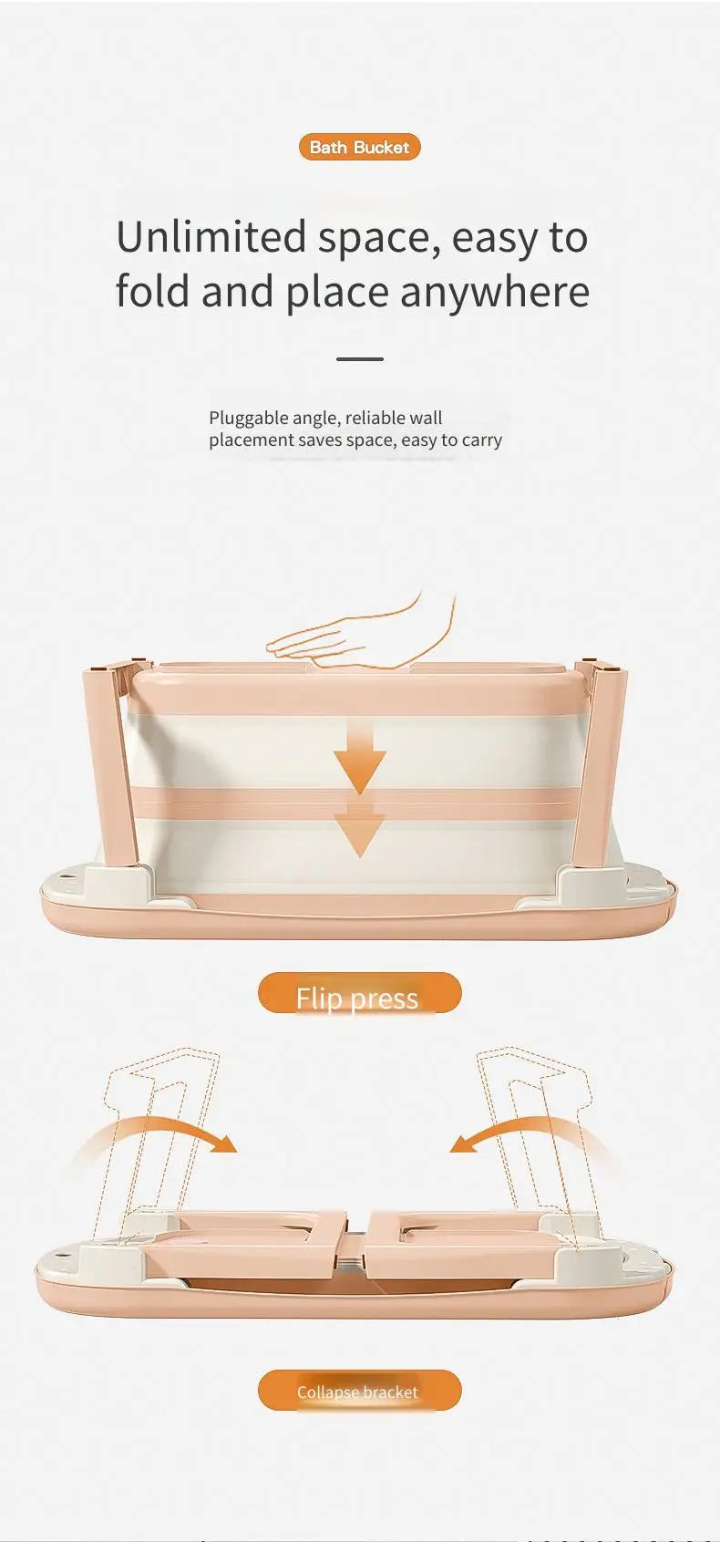 Foldable Baby Bathtub for Newborns & Toddlers – Space-Saving Bath Tub with Easy Storage Lightweight & Portable Design