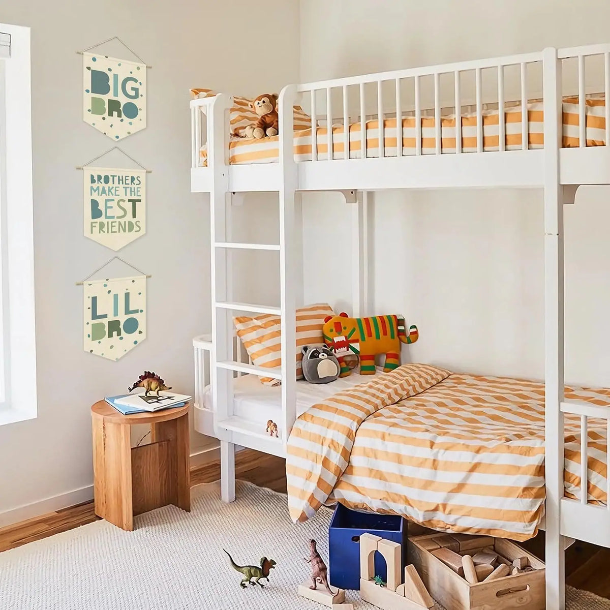 Nursery Decor Canvas Banner,Boy Bedroom Playroom Wall Art Decorations,Boho Twin Room Sign, Big Bro Lil Bro, Sage Green Blue Kids