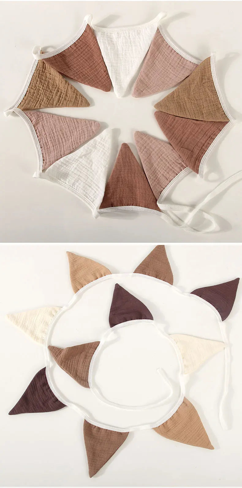 Pennant Banner Flags Nursery Bunting Banner Flags Washable Cotton Fabric Triangle Pennant Garlands for Living Room and Bedroom