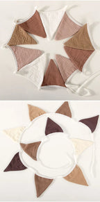 Pennant Banner Flags Nursery Bunting Banner Flags Washable Cotton Fabric Triangle Pennant Garlands for Living Room and Bedroom