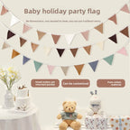 Pennant Banner Flags Nursery Bunting Banner Flags Washable Cotton Fabric Triangle Pennant Garlands for Living Room and Bedroom