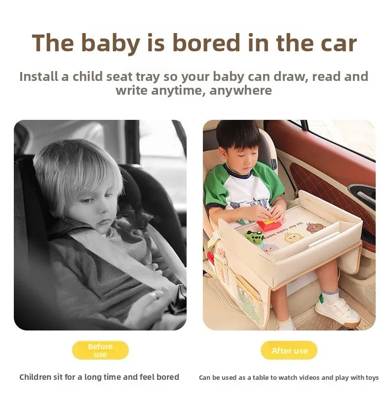 Baby Car Waterproof Storage Dining Table, Cartoon Kids Car Safety Seat Tray, Universal Small Table Board for Strollers