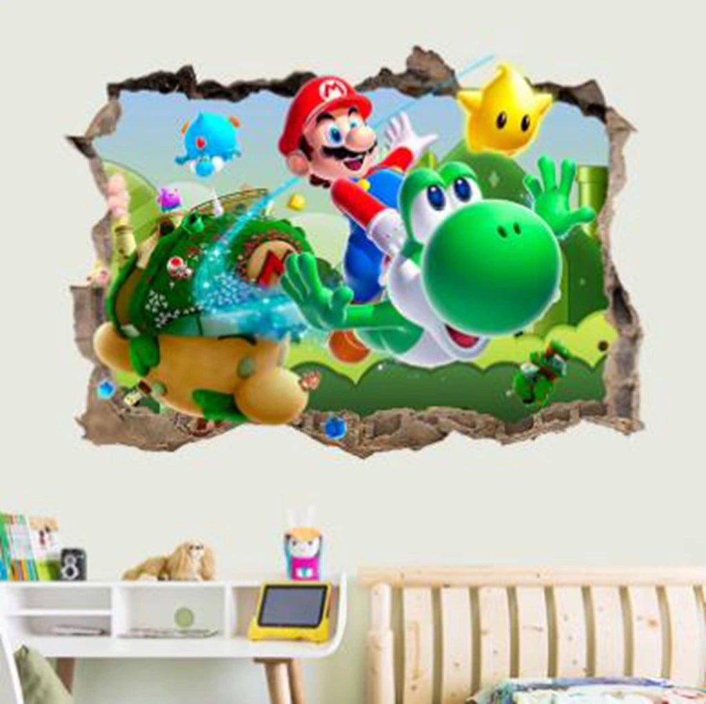 NEW Children favorite game wall decals super boys funny anime 3d vinyl stickers kids room nursery decoration cartoon poster