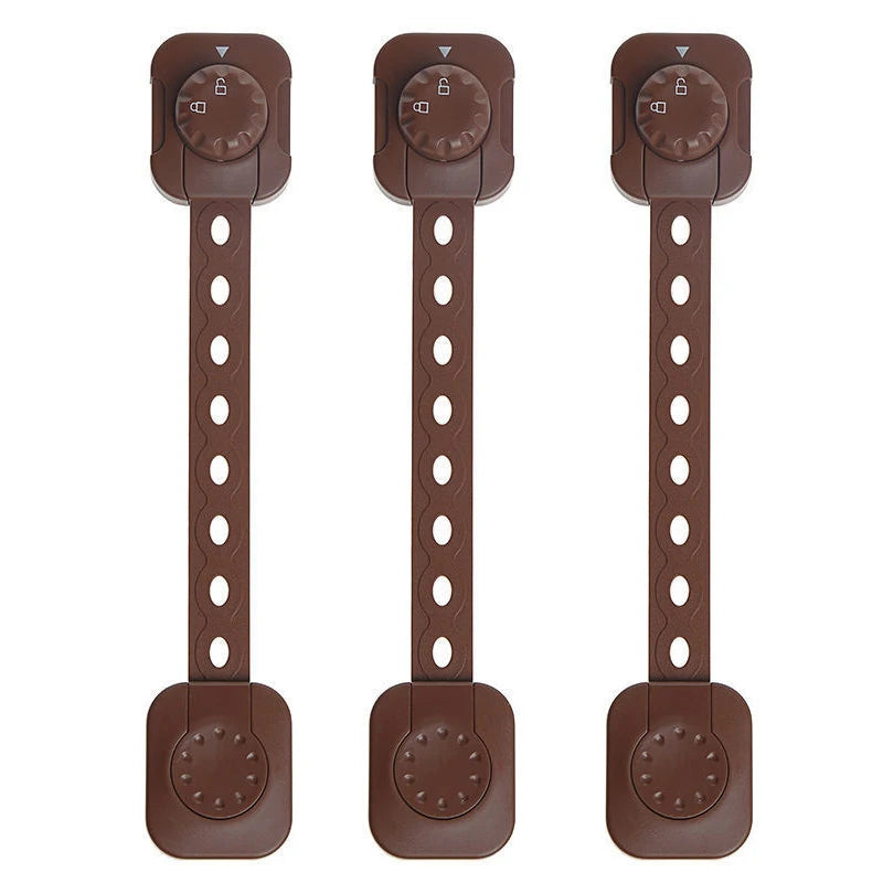 3Pcs/Set Child Safety Strap Locks Multi-Use Adhesive Plastic Baby Proofing Locks For Cabinets and Drawers,Toilet,Fridge