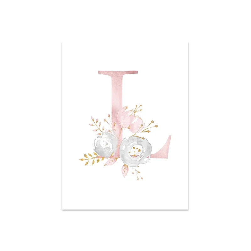 Baby Decoration Bedroom Child Posters Girl's Room Prints Nursery Pink Flower Wall Art Canvas Painting Pictures kids Room Decor