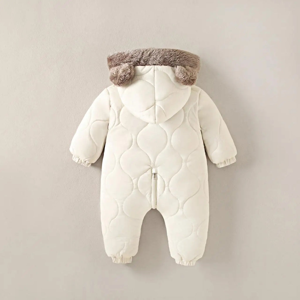 Boys New Born baby Clothes Autumn Winter Fleece-Lined Hooded Romper Pants Perfect for Outdoor Toddler Girl Little Girls Clothing