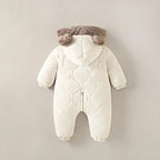 Boys New Born baby Clothes Autumn Winter Fleece-Lined Hooded Romper Pants Perfect for Outdoor Toddler Girl Little Girls Clothing