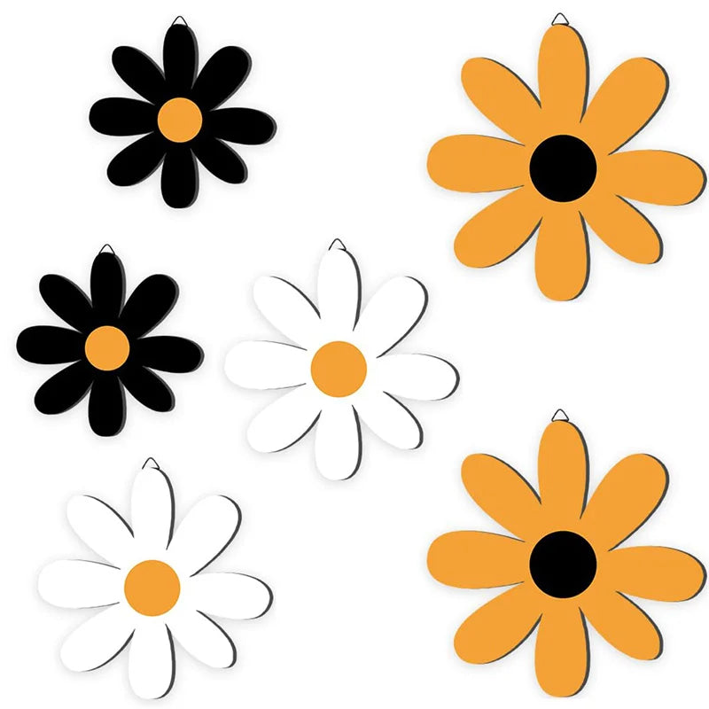 Nordic Wooden Flower Wall Ornaments Kids Room Decoration Boho Wood Daisy Flowers Stickers Crafts Baby Nursery Decor Photo Props