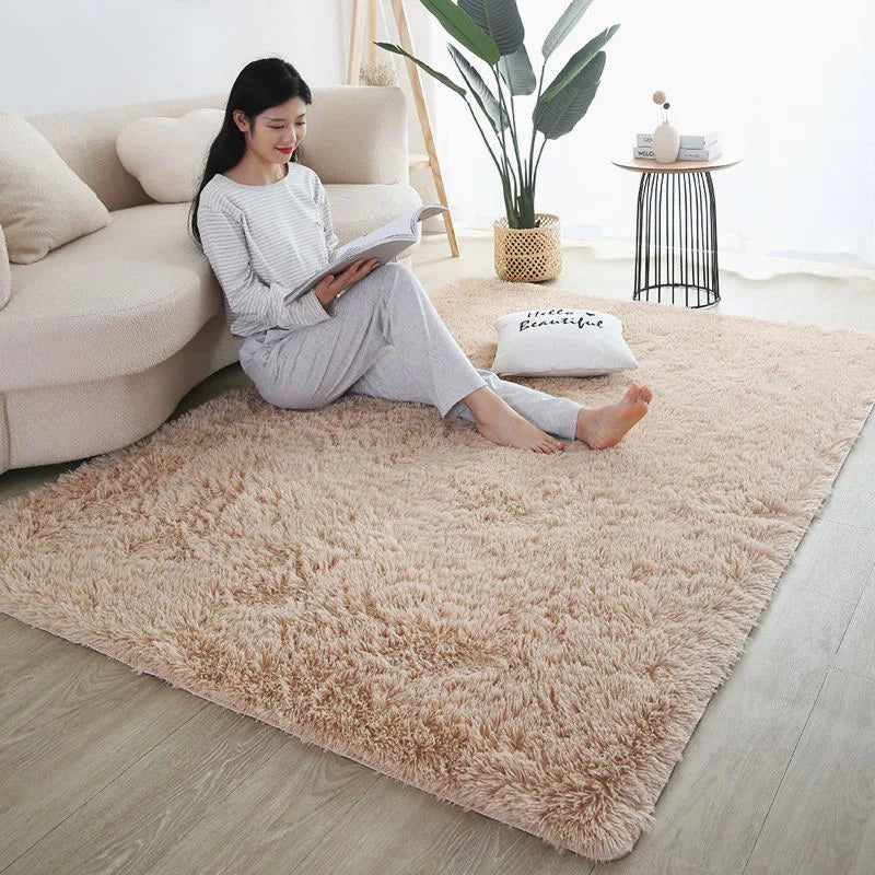 Furry Carpet Living Room Mat Modern Bedroom Nordic Style Decoration Carpet Large Size Black Gray White Non Slip Children's Rugs