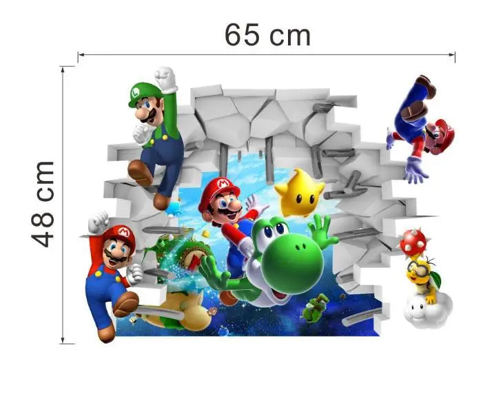 NEW Children favorite game wall decals super boys funny anime 3d vinyl stickers kids room nursery decoration cartoon poster
