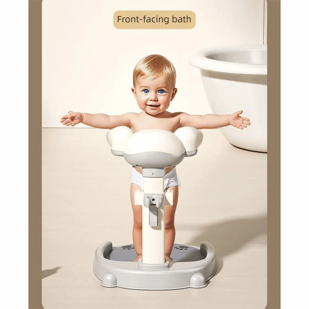 Non-Slip Baby Bath Stand Adjustable Free-Standing Baby Standing Shower Stand Safe Multifunctional Infant Bath Support