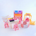 Miniature DIY Block Set Dollhouse Furniture Baby Crilb Rocking Horse Mini Building Blocks Storage Rack Play House Toy
