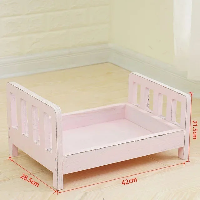 Newborn Infant Photography Props Retro Wood Bed Baby Poses Growth Memorial Detachable Background Sofa For Boys Shooting Props