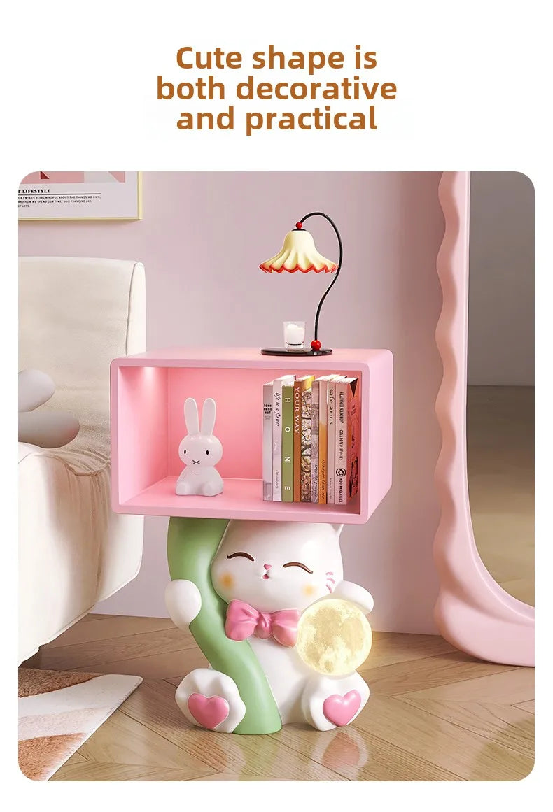 Home Furniture Cat Statue Living Room Side Table Floor Decor Children's Room Bedside Tables Resin Animal Sculpture Storage Rack