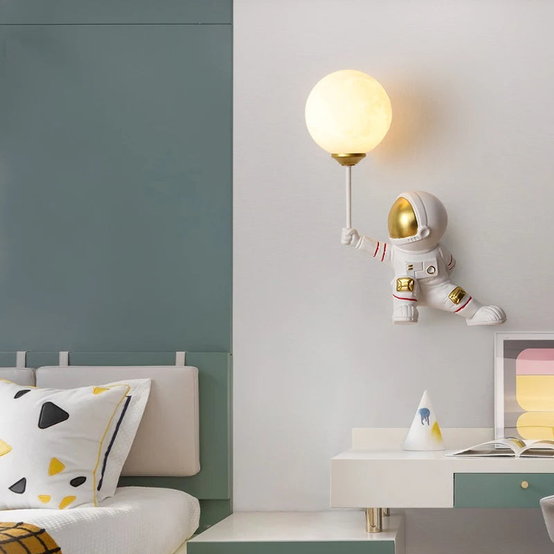 Nursery Room Children's Room Wall Light Resin Astronaut G9 Bulb Speaceman Boy Bedroom Bedside Night Lamps AC110V 220V