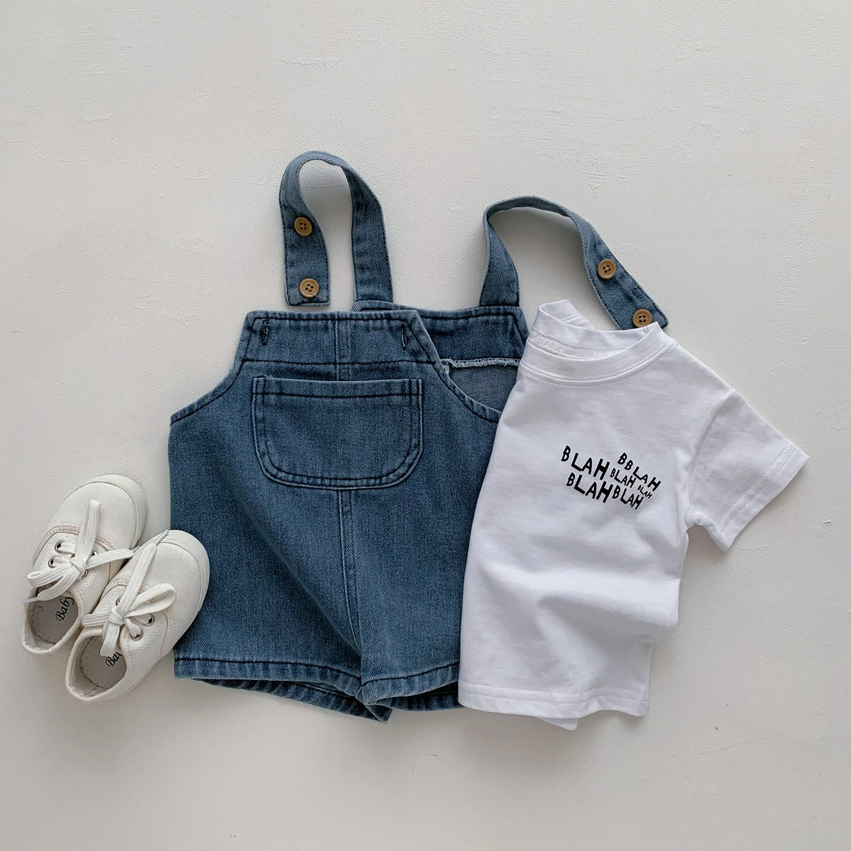 2-Piece Baby T-Shirt & Denim Jumpsuit Set