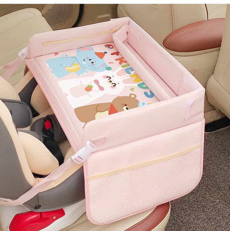 Baby Car Waterproof Storage Dining Table, Cartoon Kids Car Safety Seat Tray, Universal Small Table Board for Strollers