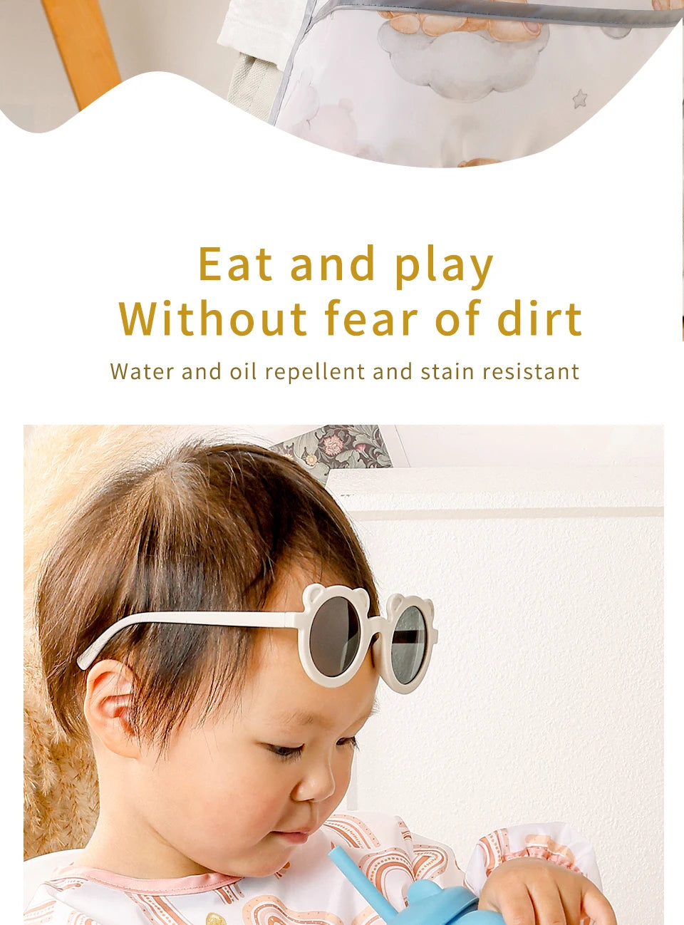 1 PC Waterproof Baby Feeding Bib  Boy Girl Painting Baby's Soft Waterproof Bib Child Meal Eating Apron with Long Sleeves