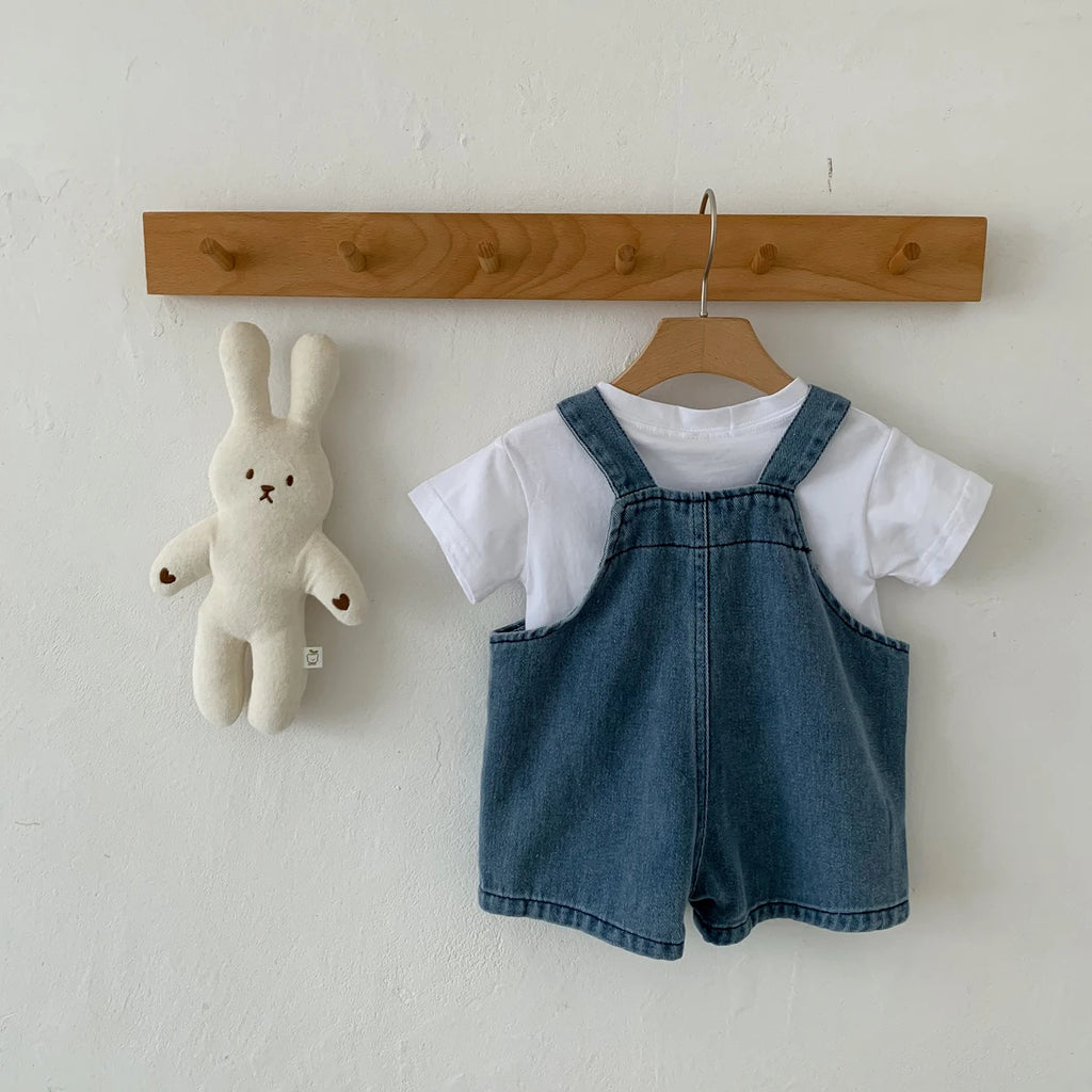2-Piece Baby T-Shirt & Denim Jumpsuit Set