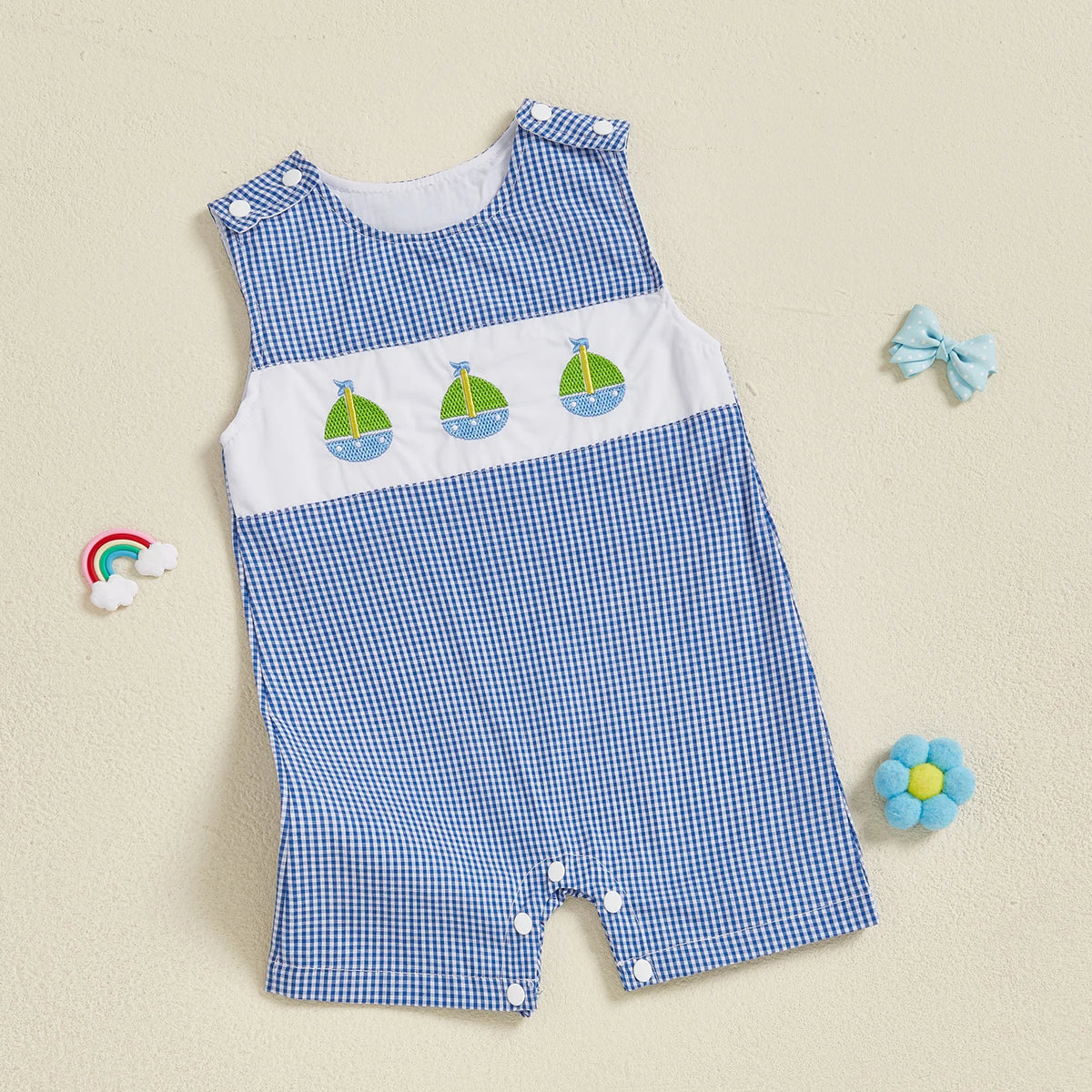 Baby Boy Embroidered Romper