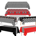 Racing Car Theme Disposable Tablecloth Red Black White Checkered Pattern Boys Kids Birthday Party Decoration Supplies Gifts ﻿