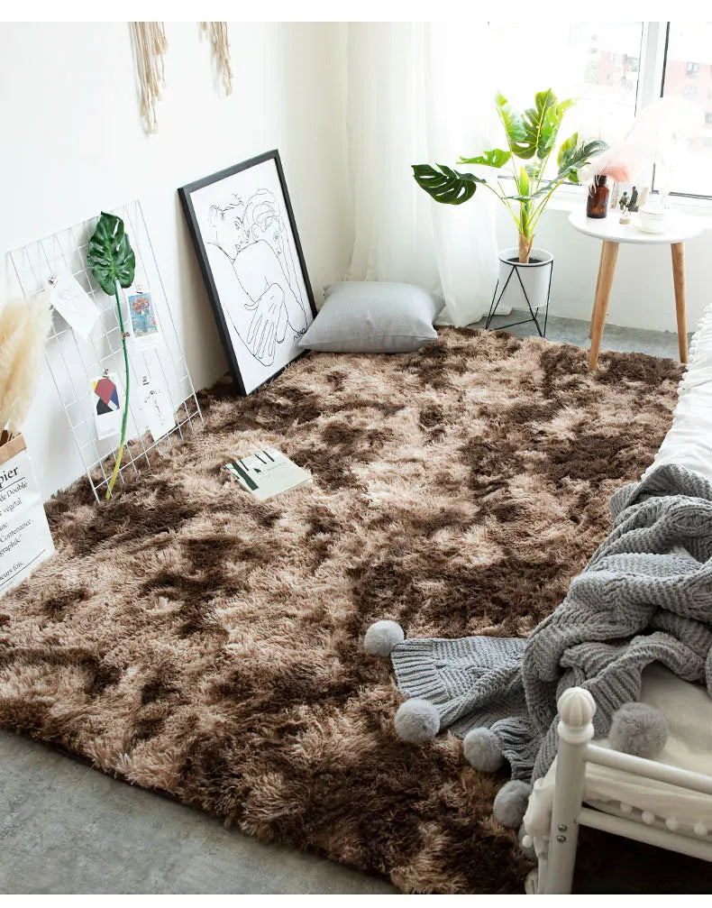 Furry Carpet Living Room Mat Modern Bedroom Nordic Style Decoration Carpet Large Size Black Gray White Non Slip Children's Rugs