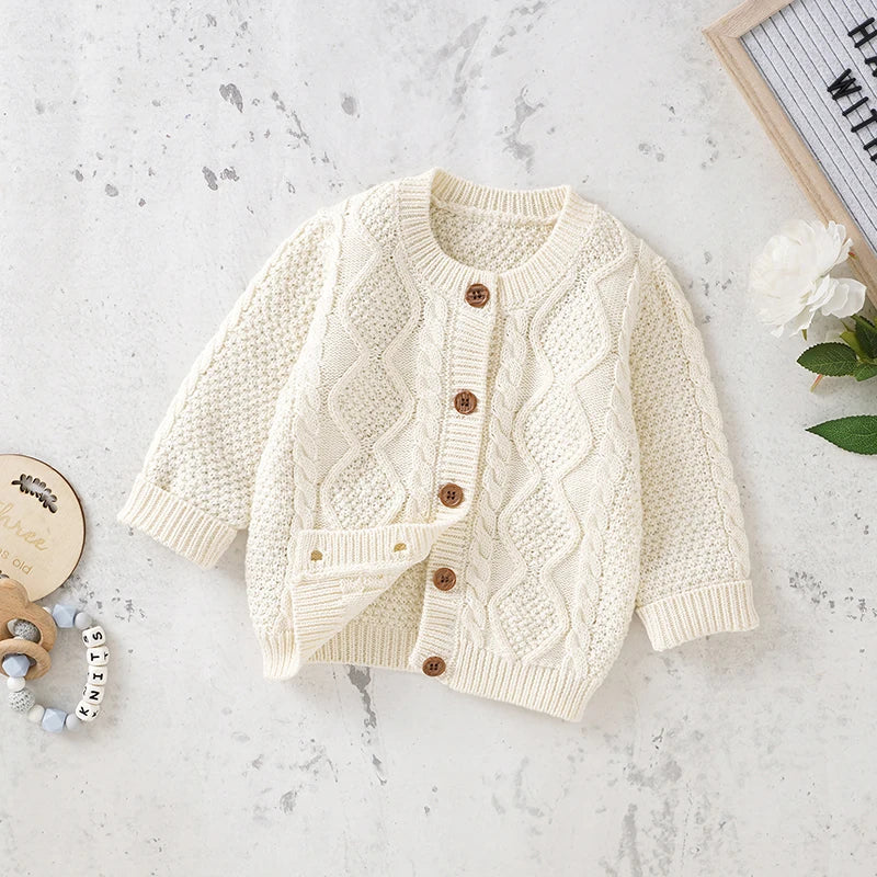 Cotton Knit Baby Sweater & Pants Set