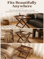 Folding Side Table,Durable Tv Tray Bed Table,Small End Table For Living Room, Bedroom