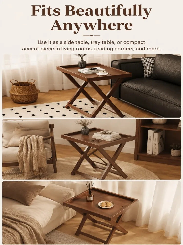 Folding Side Table,Durable Tv Tray Bed Table,Small End Table For Living Room, Bedroom
