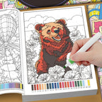 32 Themes Color by Number Book for Adults, Relax Coloring Book with Various Detailed Animal, Flower and Landscape Patterns