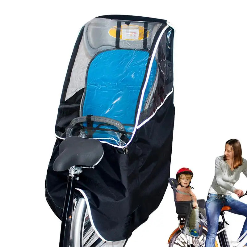 Bicycle Child Seat Canopy Cover Waterproof Bike Child Seat Rain Canopy Bicycle Rain Cover with Transparent Window Universal Pad