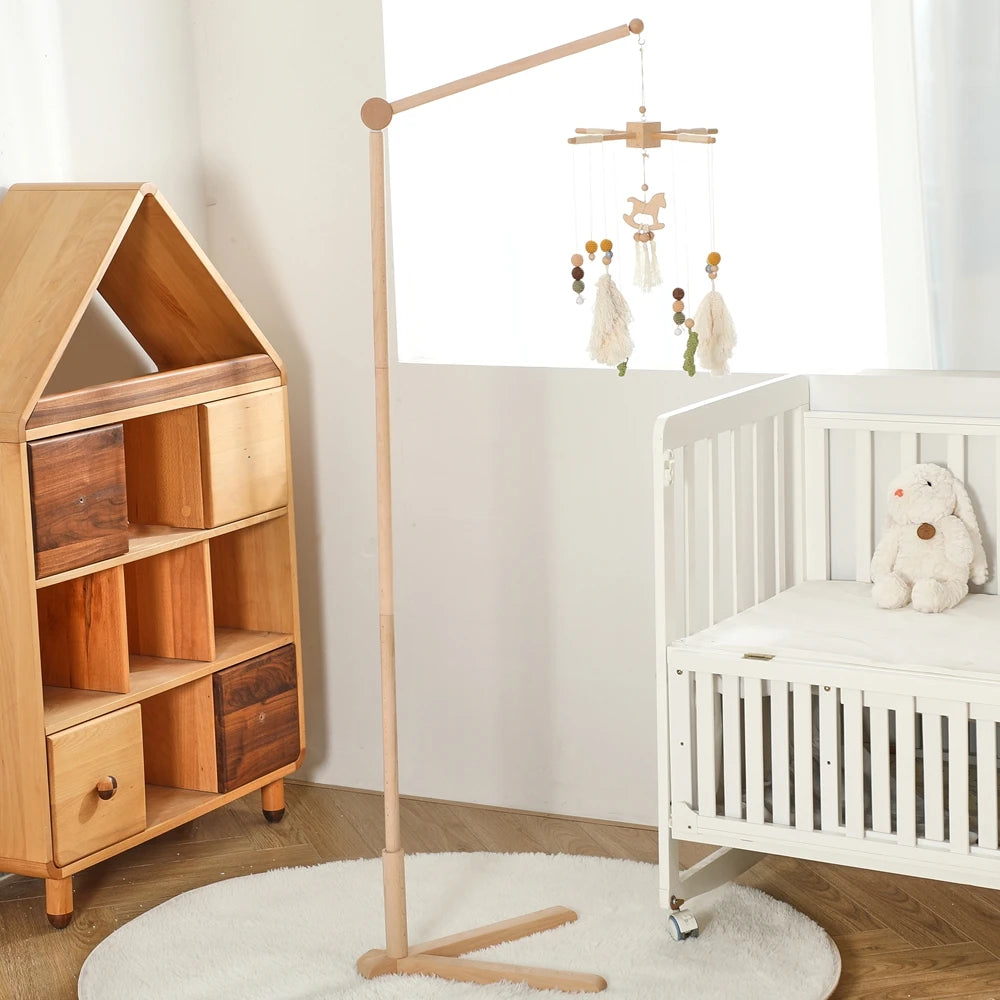 Baby Rattle Toy 0-12 Months Toys Wooden Mobile Bed Bell Floor Stand Bracket Newborn Bed Bell Hanging Holder Bracket Infant Crib