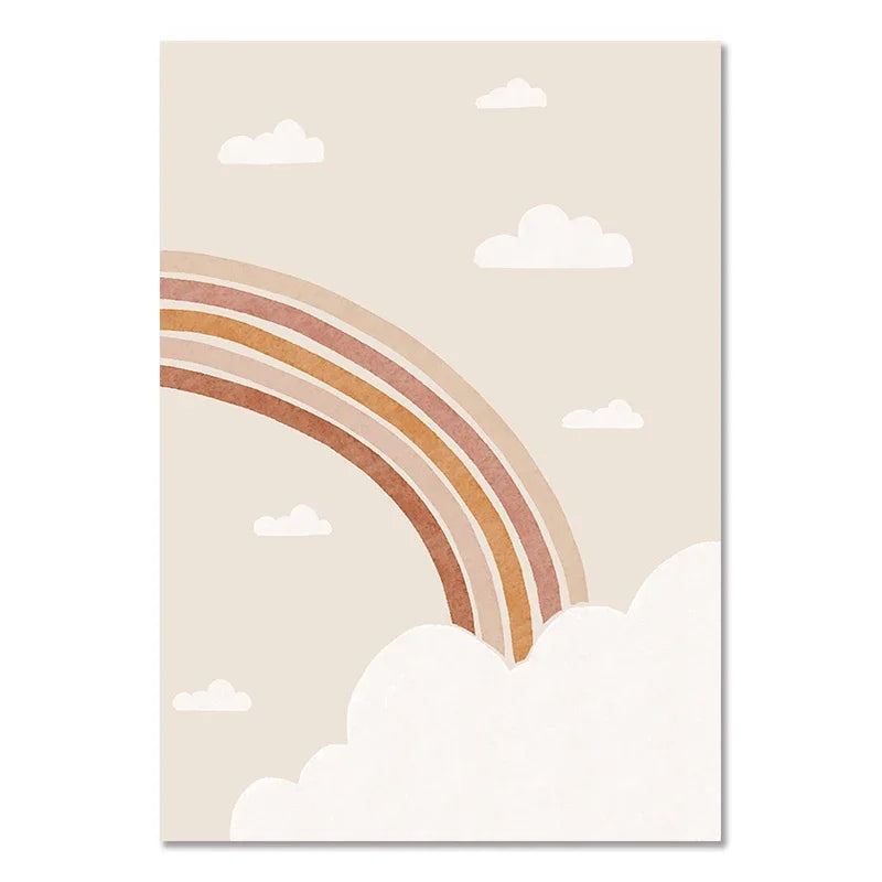 Nursery Wall Posters Sun Rainbow Canvas Painting Alphabet Print Number Poster Nordic Wall Art Pictures for Kids Room Decorati