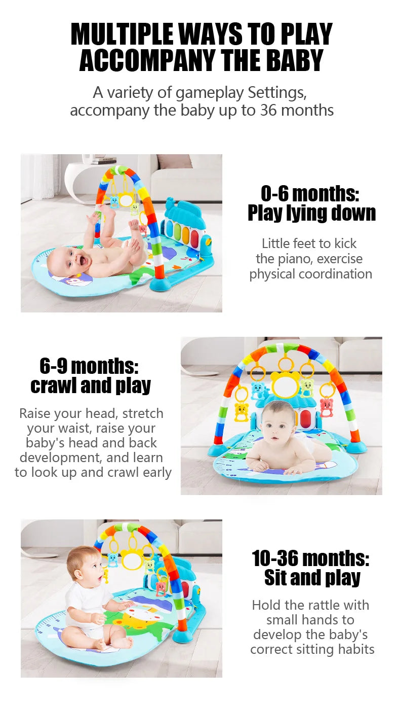 Baby Activity Gym with Piano & Play Mat