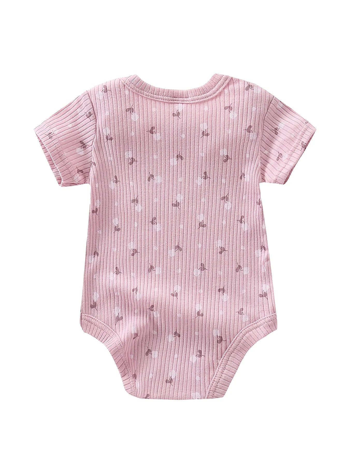 5pcs Baby Girl Short Sleeve Jumpsuit, Cotton