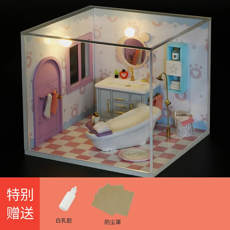 Baby House Kit Mini DIY Handmade 3D Puzzle Assembly MagicBuilding Model Toys, Home Bedroom Decoration With FurnitureWooden