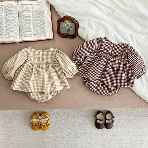 2-Piece Cotton Plaid Baby Outfit