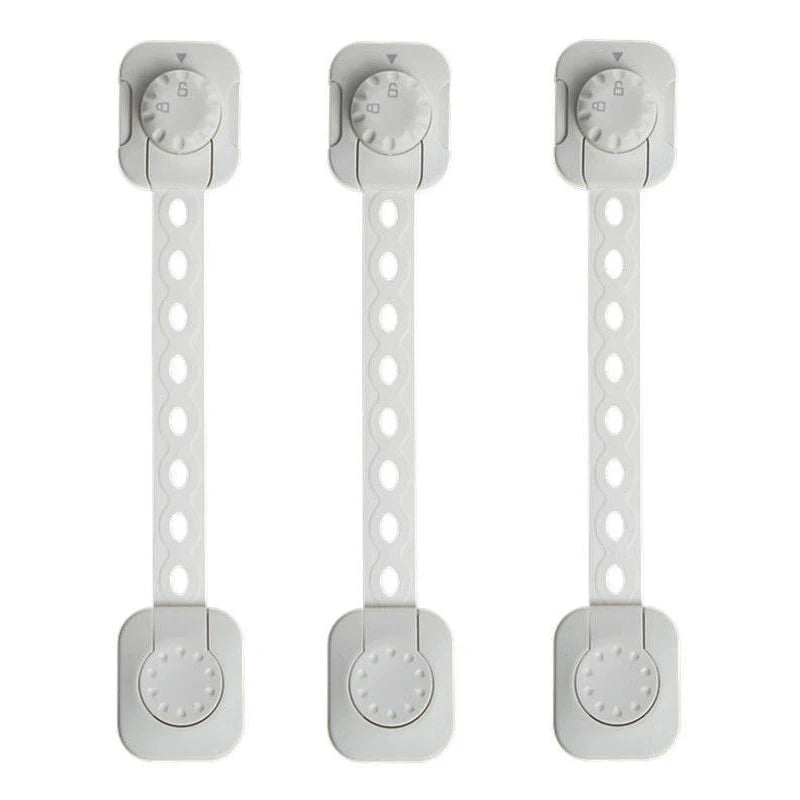 3Pcs/Set Child Safety Strap Locks Multi-Use Adhesive Plastic Baby Proofing Locks For Cabinets and Drawers,Toilet,Fridge