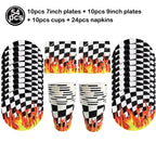 Racing Car Theme Disposable Tablecloth Red Black White Checkered Pattern Boys Kids Birthday Party Decoration Supplies Gifts ﻿