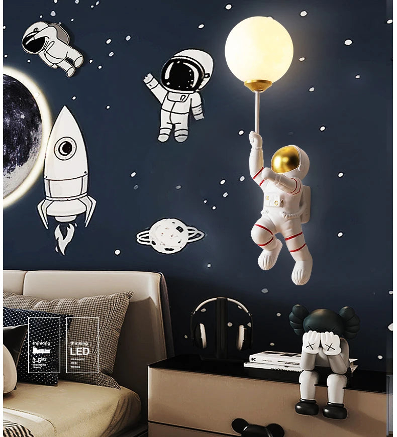 Nursery Room Children's Room Wall Light Resin Astronaut G9 Bulb Speaceman Boy Bedroom Bedside Night Lamps AC110V 220V