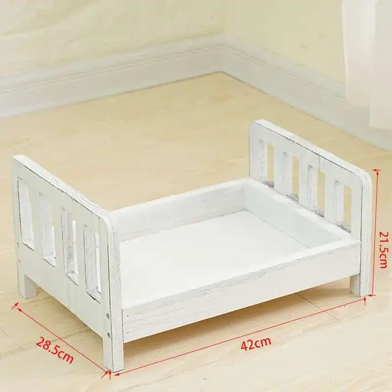 Newborn Infant Photography Props Retro Wood Bed Baby Poses Growth Memorial Detachable Background Sofa For Boys Shooting Props