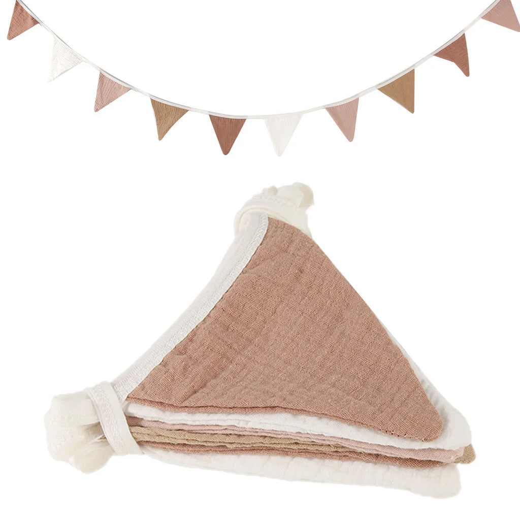 Pennant Banner Flags Nursery Bunting Banner Flags Washable Cotton Fabric Triangle Pennant Garlands for Living Room and Bedroom