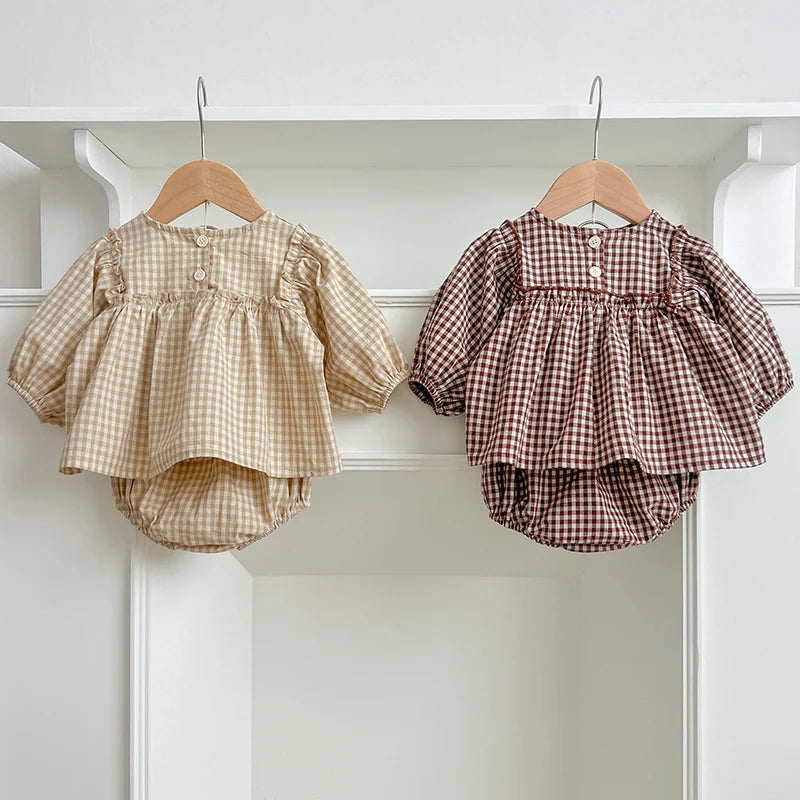 2-Piece Cotton Plaid Baby Outfit