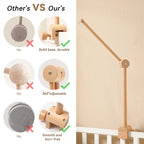 Wooden Baby Crib Mobile with Felt Animals