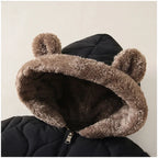 Boys New Born baby Clothes Autumn Winter Fleece-Lined Hooded Romper Pants Perfect for Outdoor Toddler Girl Little Girls Clothing